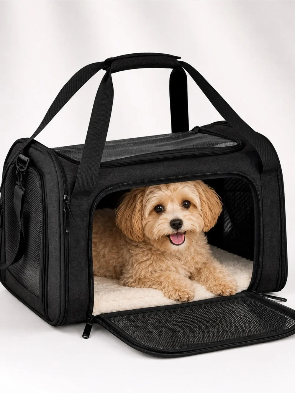 Airline-Approved Black Pet Carrier for Medium Pets